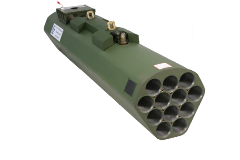 Thales Belgium – Rocket system 70mm (2.75”) : 12-tube lightweight composite rocket launchers for rotary wings : FZ231 and FZ219